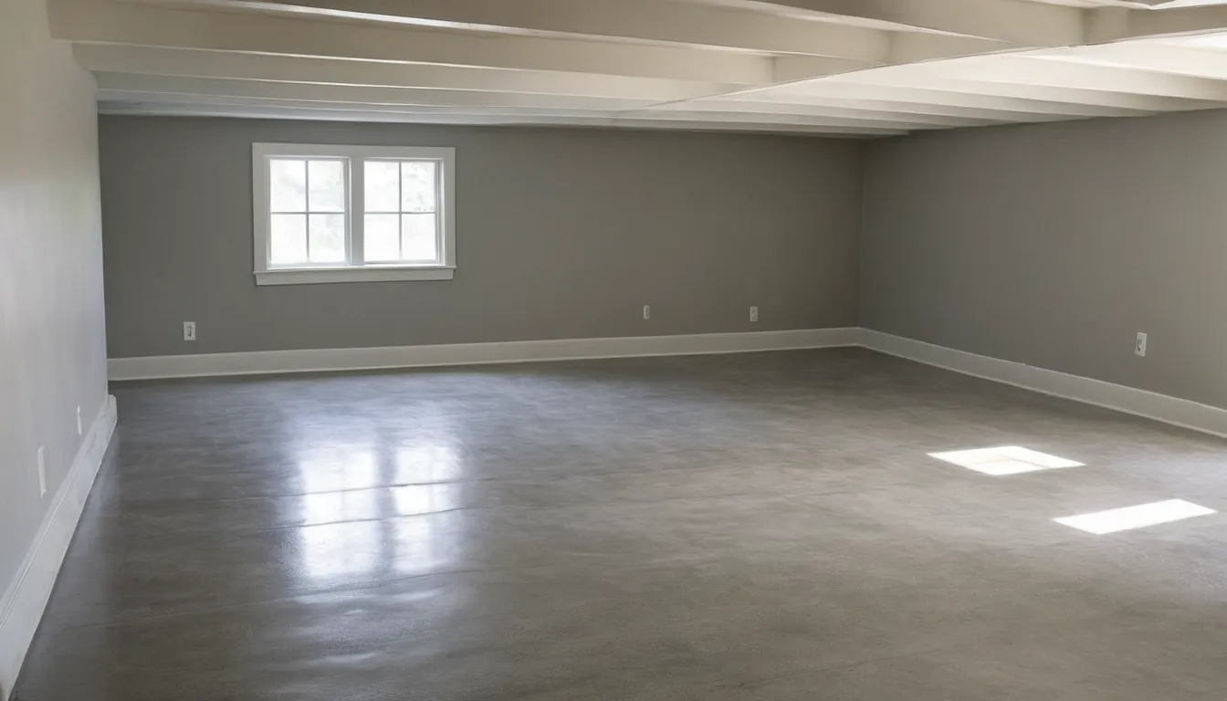A smooth, freshly coated concrete basement floor in a clean home near Beverly